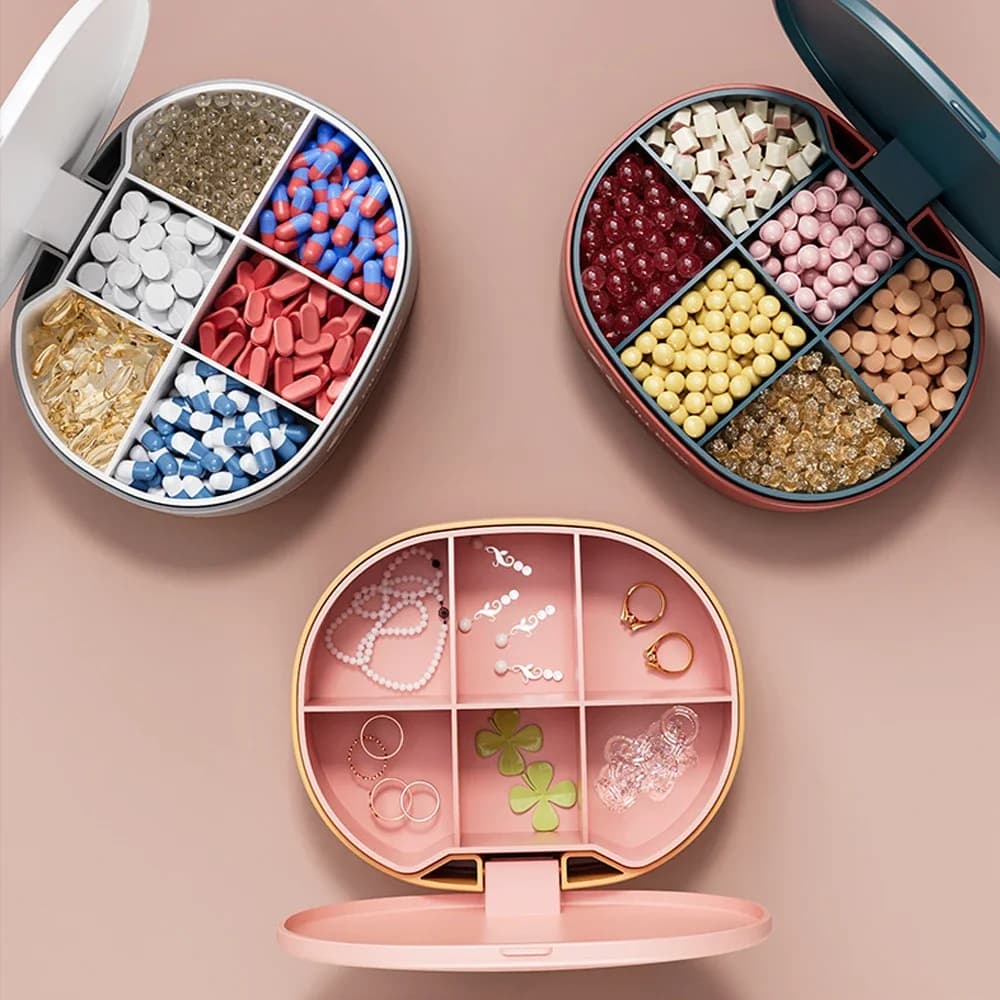 Organizzatore di pillole da viaggio, portapillole portatile a 6 scomparti, piccolo contenitore per pillole da tasca o borsa, contenitore portatile per medicine e vitamine