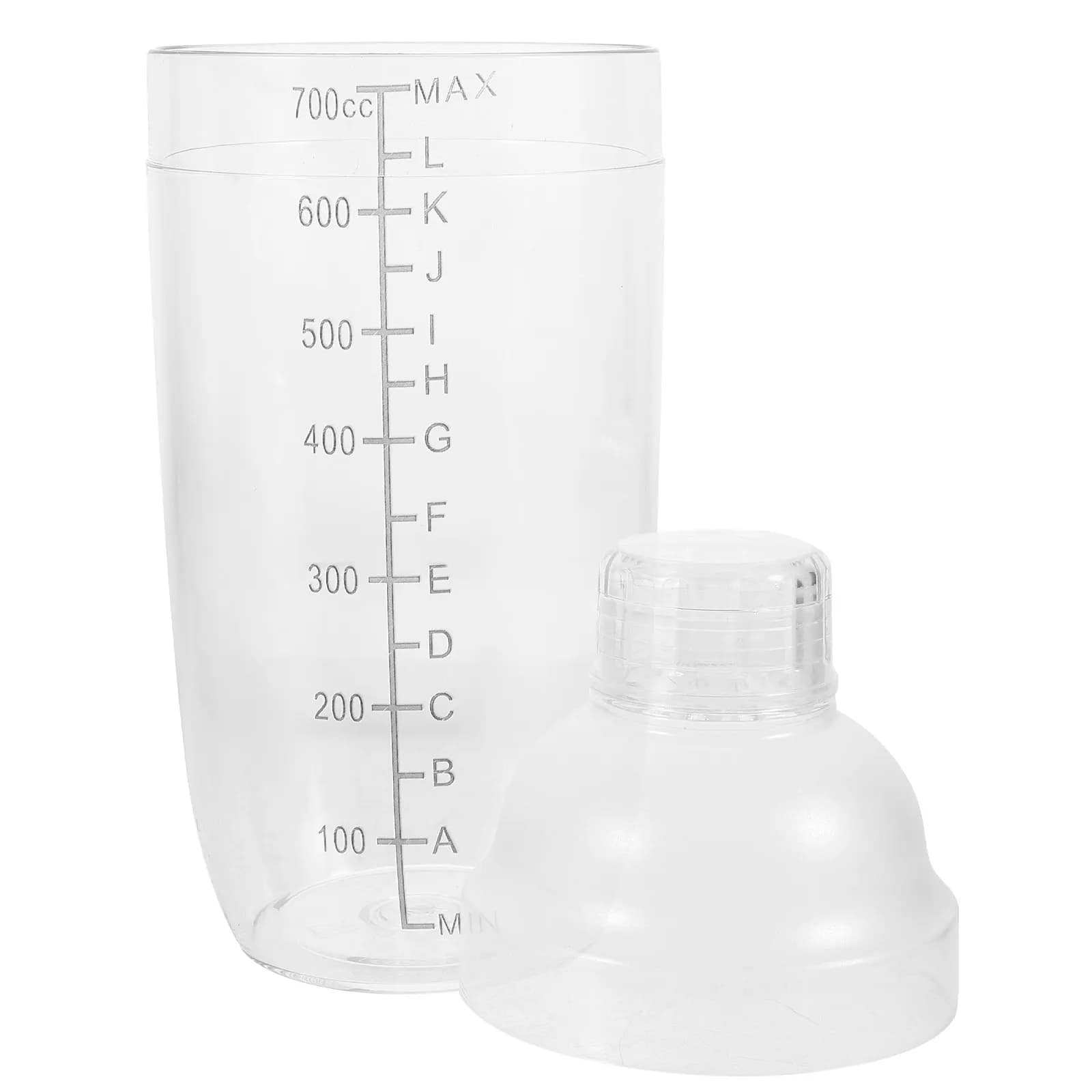 Shaker per Cocktail Rinforzato 700ml, Miscelatore per Bevande in Plastica Trasparente, Tazza Antigoccia per Bar Domestico, Bicchiere per Miscelazione Trasparente