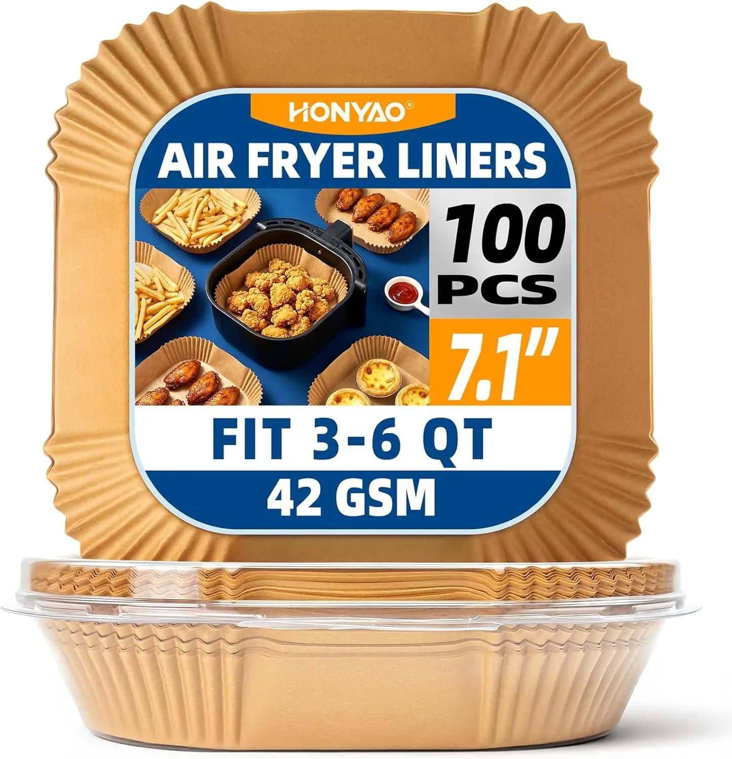 Cartine per friggitrice ad aria da 4-6 qt, usa e getta, quadrate, spesse, diametro 8.3'', resistenti al calore e antiaderenti
