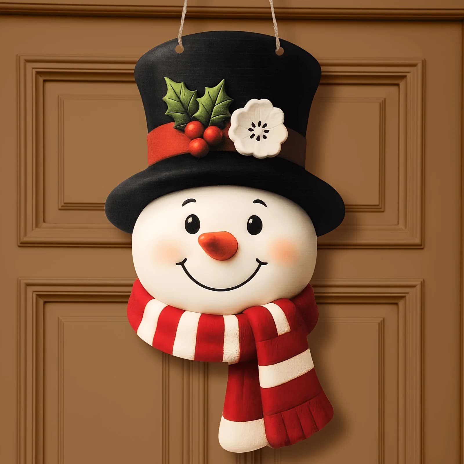 1pcs Merry Christmas Front Door Sign Party Supplies 2D Xmas Snowman Wooden Favors Christmas Hanging Plaque New Year Home Decor
