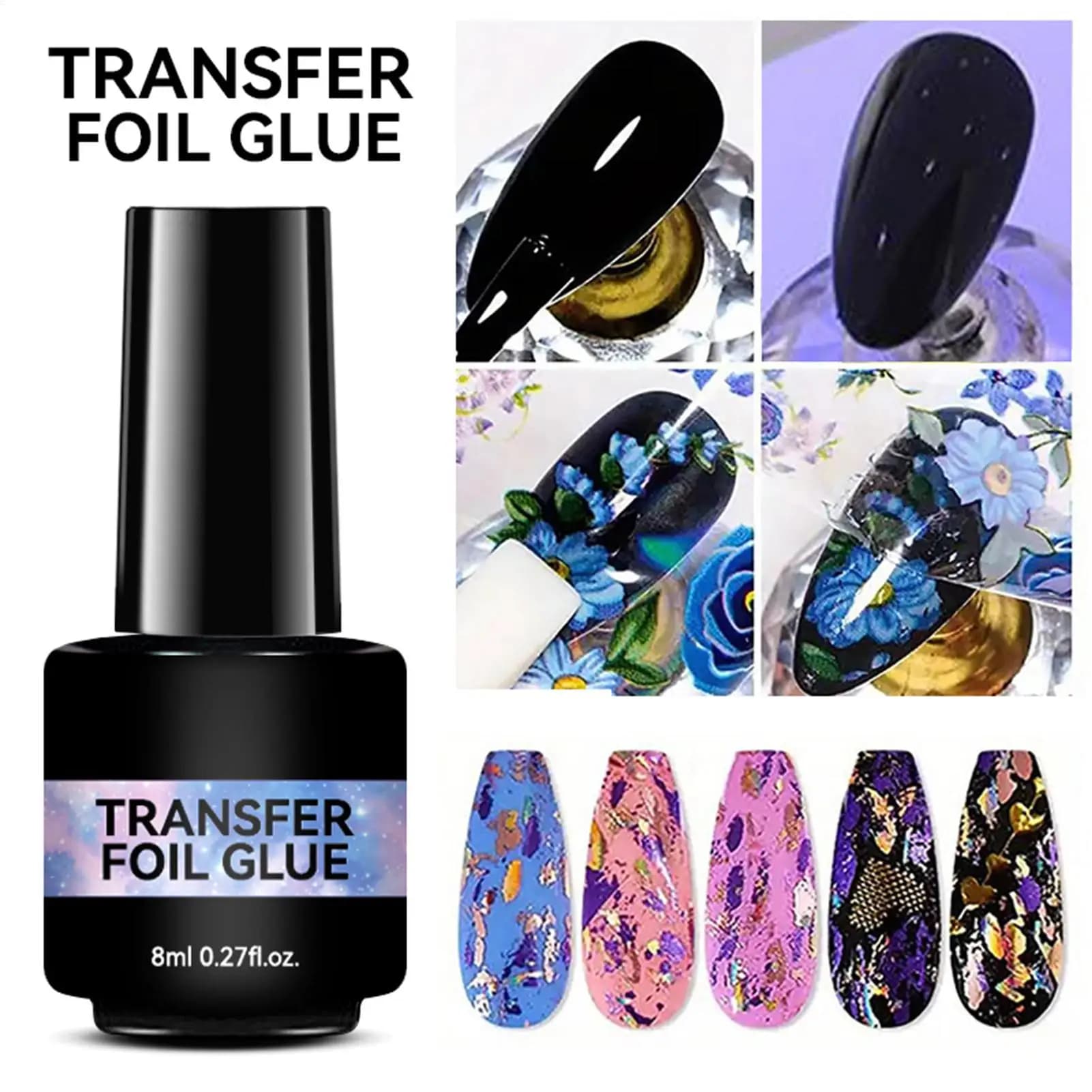 Colla per lamina transfer per unghie effetto cielo stellato, colla semipermanente per adesivi, colla per unghie soak-off UV LED, colla per nail art in gel