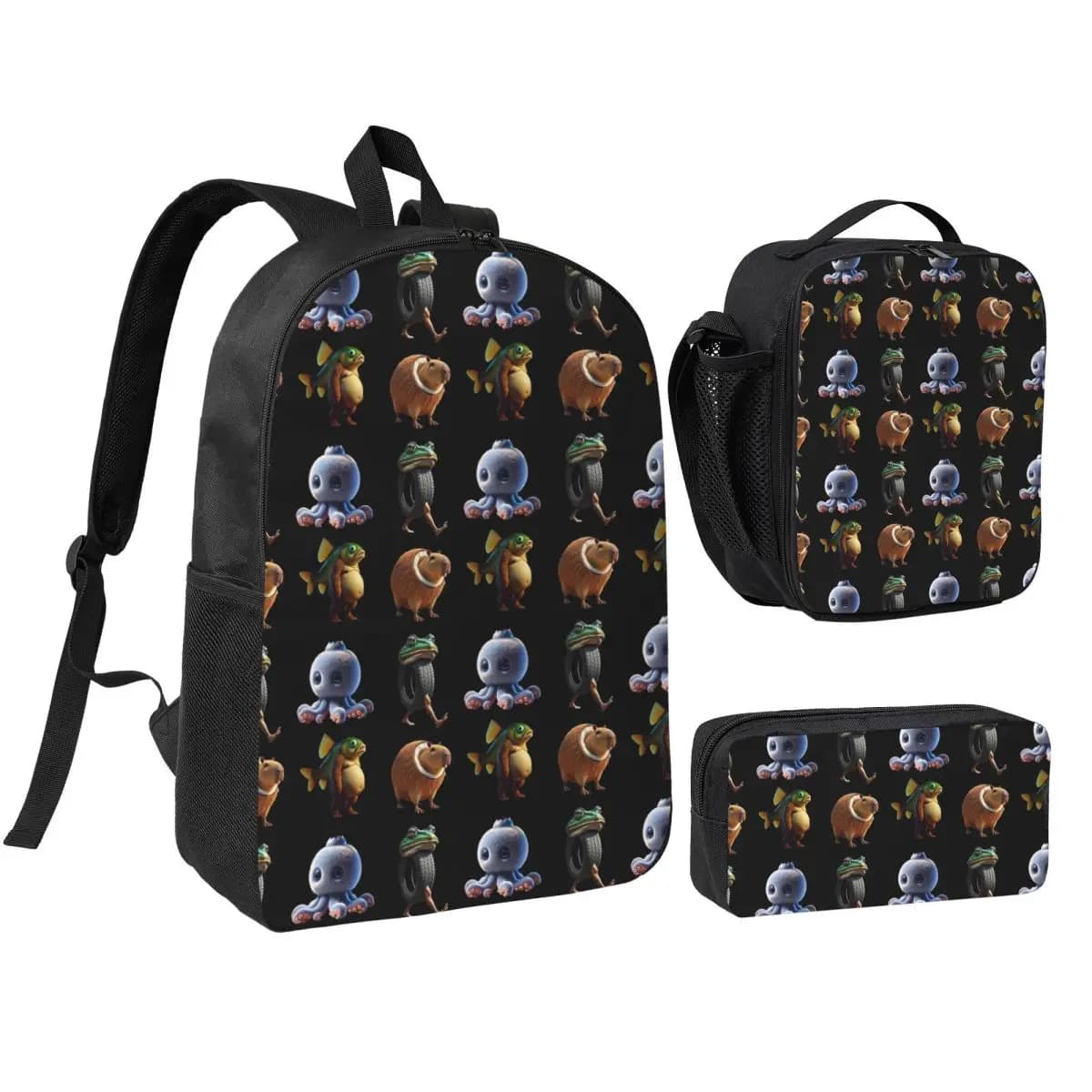 Italian Brainrot Pack 3pecs/set Backpack for Student Laptop Computer Shoulder Bag Lunch bag Pencil Case