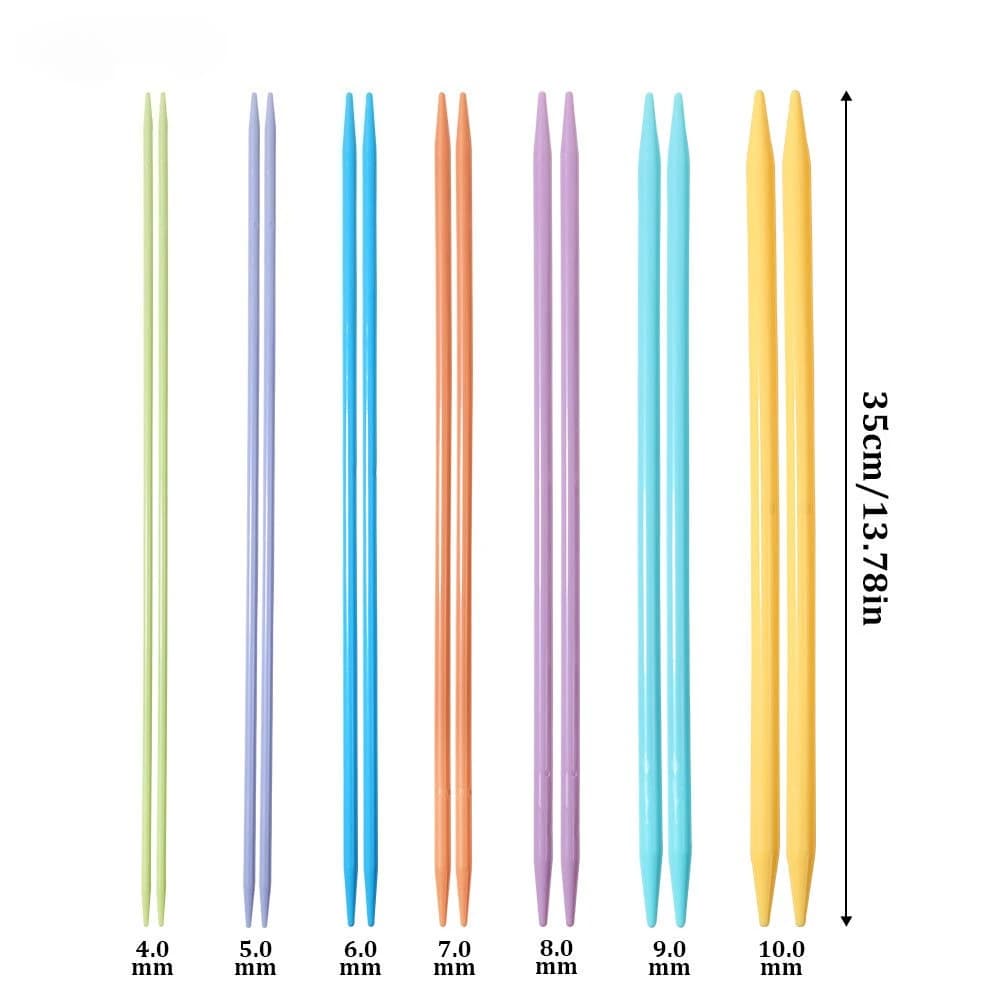 Set di ferri da maglia a doppia testa per appassionati di fai da te, lunghezza 35 cm, strumenti per aghi per tessitura in plastica, 4,0 mm-10 mm, 14 pezzi/set