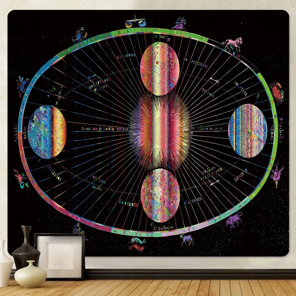 Sun Moon Tarot Scene psychedelic House Decoration Hippie Wall Hanging Horoscope Divination Bohemian Yoga Mat Room wall decoration