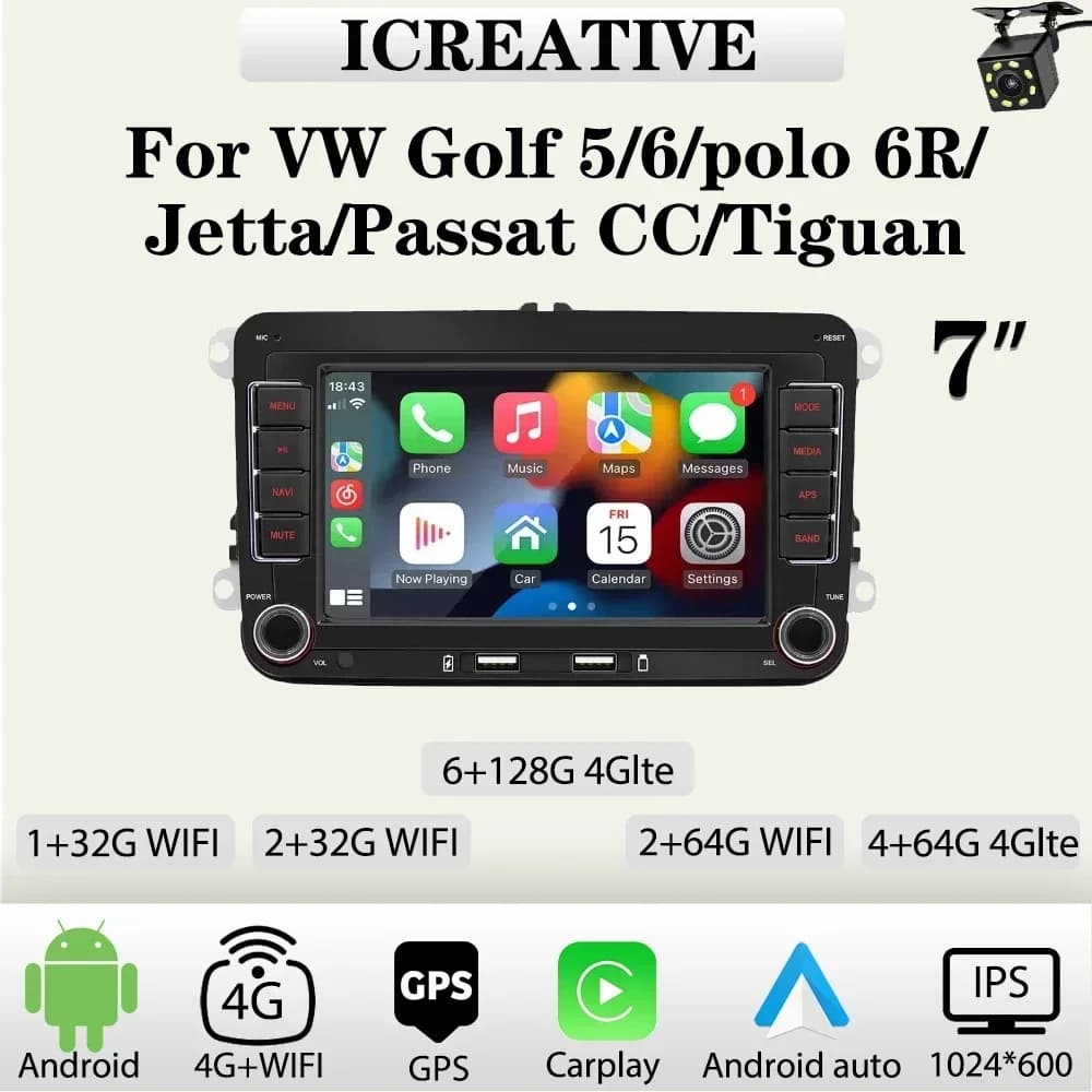 Autoradio Android 2Din per Volkswagen Golf 5 6 Passat B6 B7 CC VW Polo 6R Jetta Tiguan Autoaudio Carplay Multimedia di Navigazione