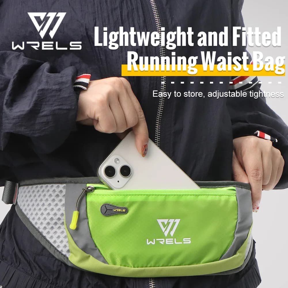 WRELS Borsa da cintura impermeabile per corsa e fitness all'aperto con cintura regolabile, borsa da cintura per palestra, maratona, ciclismo