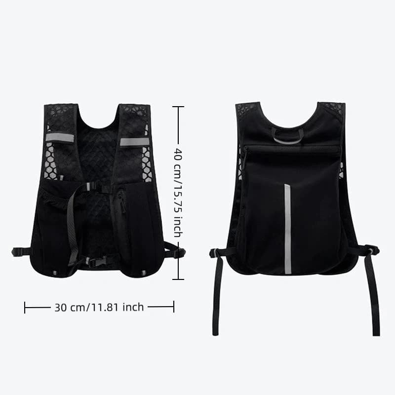 【ST】Gilet da Ciclismo e Corsa Leggero con Tasche Riflettenti e Porta Telefono, Zaino Idratazione per Corsa