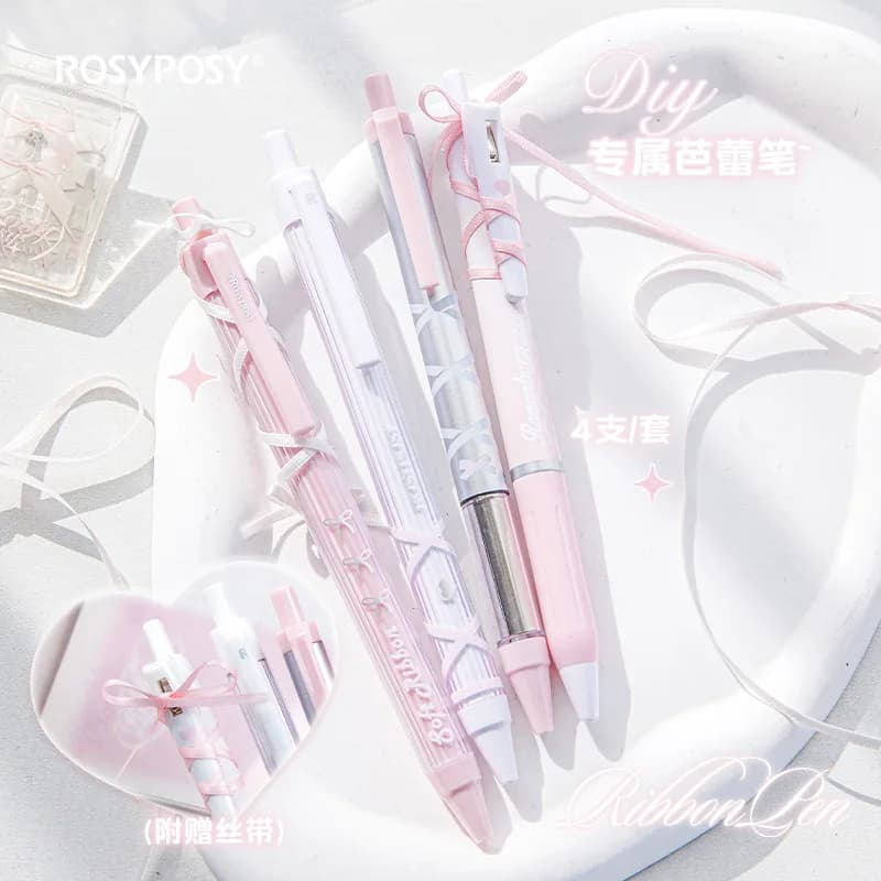 Simpatiche penne gel serie Sweet Ballet da 4 pezzi/scatola, cancelleria per scrittura molto bella, penna per diario a forma di cuore per ragazza carina, compleanno, regalo di Natale