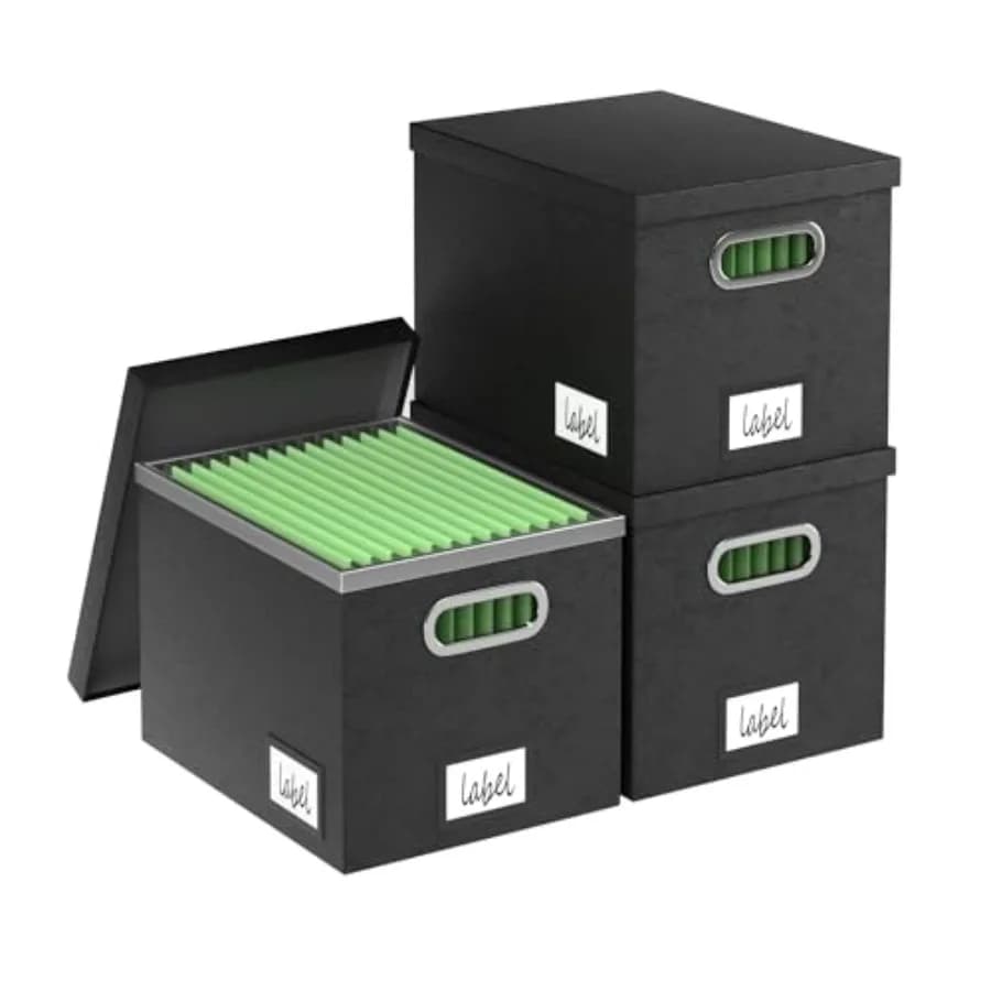 Set di 3 Scatole Portadocumenti Decorative con Coperchio per Appendere, Organizzatore per Documenti Formato Letter con Pezzo Unico