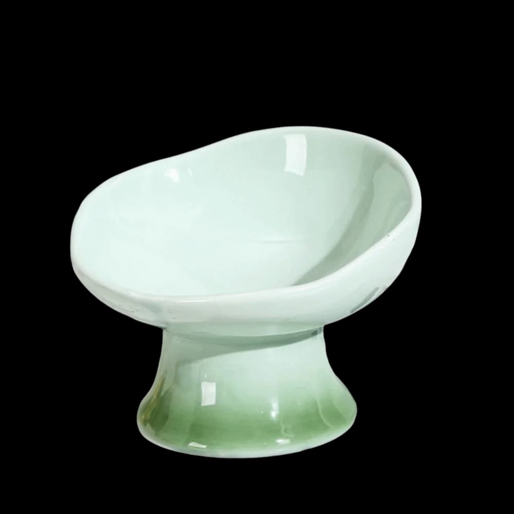 Ciotola per Gatti in Ceramica a Forma di Fiore, Anti-Ribaltamento, con Piedini Alti, per Cibo e Acqua, Antiscivolo, con Bocca Obliqua, Rialzata