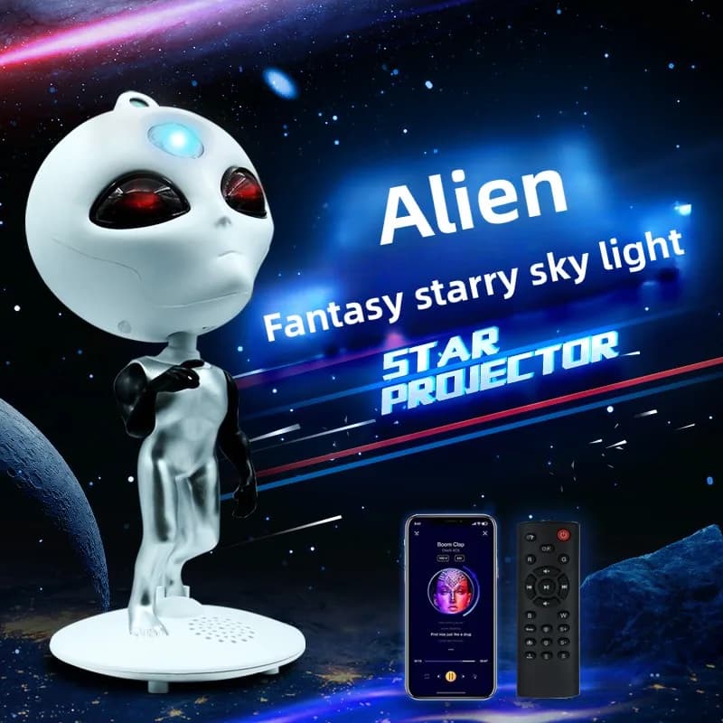 Proiettore Alien Galaxy Star con altoparlante Bluetooth, timer di rumore bianco, telecomando 360 ° Bracci regolabili per l'arredamento dei regali della camera da letto