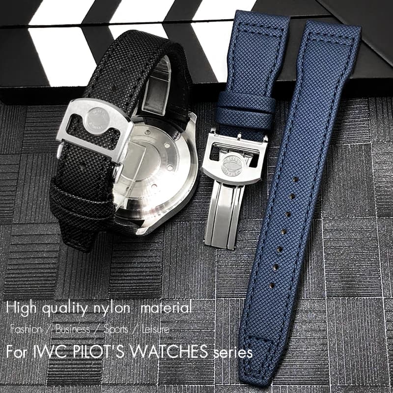 20mm 21mm 22mm cinturino in nylon pelle di vitello per IWC BIG Pilot SPITFIRE TOP GUN IW3890 IW3880 cinturino nero verde blu