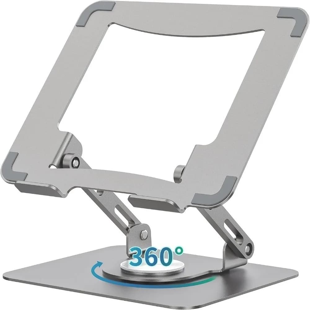 Supporto per Computer Portatile con Base Girevole a 360°, Regolabile e Pieghevole, Rialzo per Computer con Dissipazione del Calore, Supporto per Laptop da Scrivania