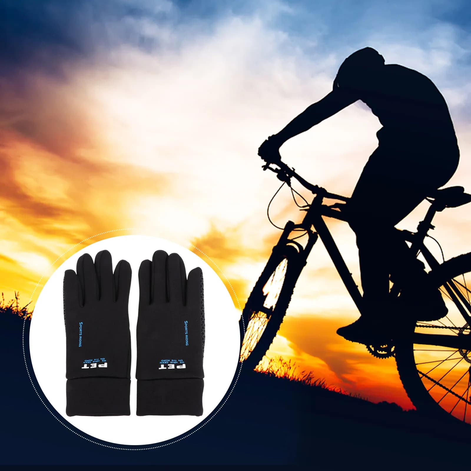 1 paio di guanti da ciclismo invernali antivento e impermeabili - Guanti a dita intere antiscivolo traspiranti in tessuto premium per esterni
