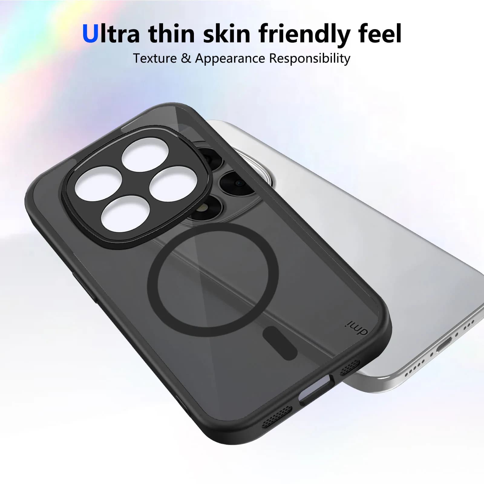 Custodia per Xiaomi Redmi Note 14 Pro con ricarica wireless, telaio in TPU morbido e cover posteriore in plastica rigida opaca antiurto