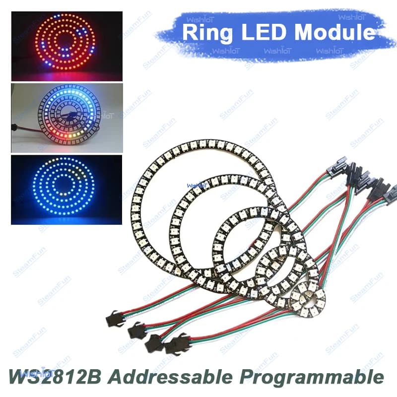 WS2812B DC5V RGB ring module Adjustable 8/16/24/35/45/128 Bit Programmable for Arduino/Raspberry Pi Fai-da- ♪