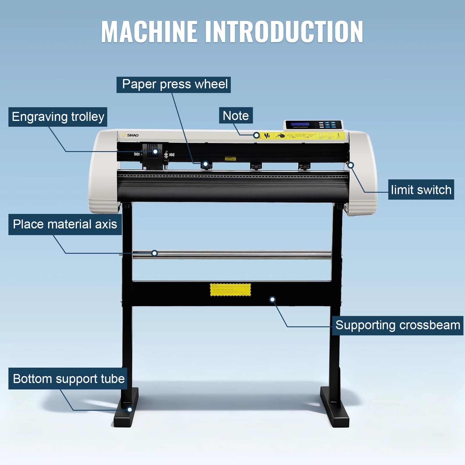 Plotter da Taglio in Vinile SIHAO con Scanner di Bordi, Macchina per Incisione con Interfaccia USB, Dimensioni Massime 380/600/800/1200mm