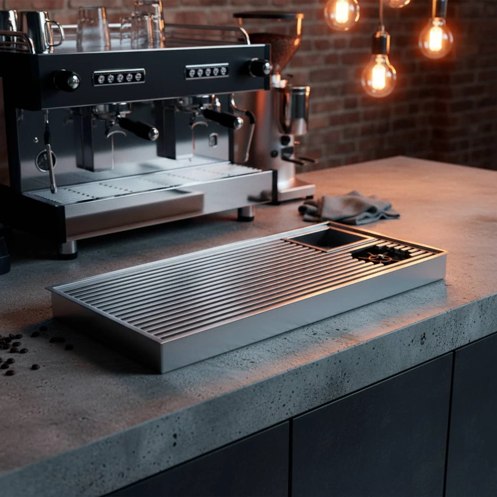 Tea Brewing Station with Cup Washer Versatile Built-in Cup Rinser Bottle Washer Safe Sink High Pressure for Baristas
