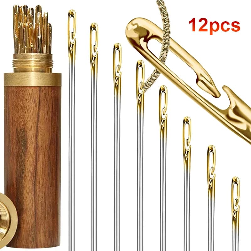 12 pcs Ago Cieco Seniors Side Hole Ago Hand For Home Use Stainless Steel Needless Stitching Clothing Sewing FAI FROM YOU