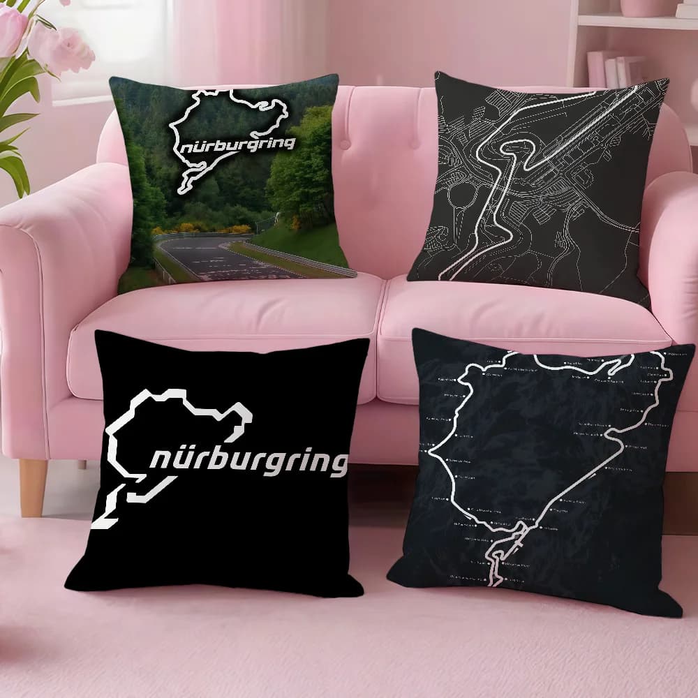 N-Nurburgring Race Track Car cushion cover For Sofa Car Office Cafe Soft And Comfortable Double-Sided Printing Pillow Cover
