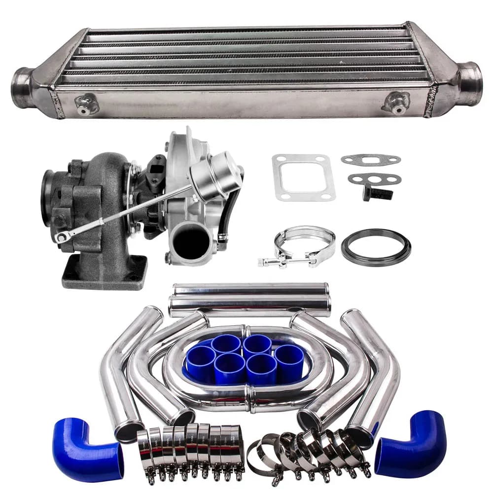 T3 Universal Turbo 0.63 A/R + Intercooler + Kit tubazioni intercooler da 2,5" 64 mm