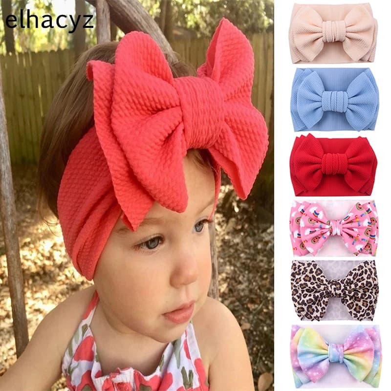 Fascia per capelli grande da 7 '' per bambini, turbante per bambini, fascia elastica per capelli per ragazze, grande fiocco, avvolgere la testa, bende per accessori per capelli per bambini