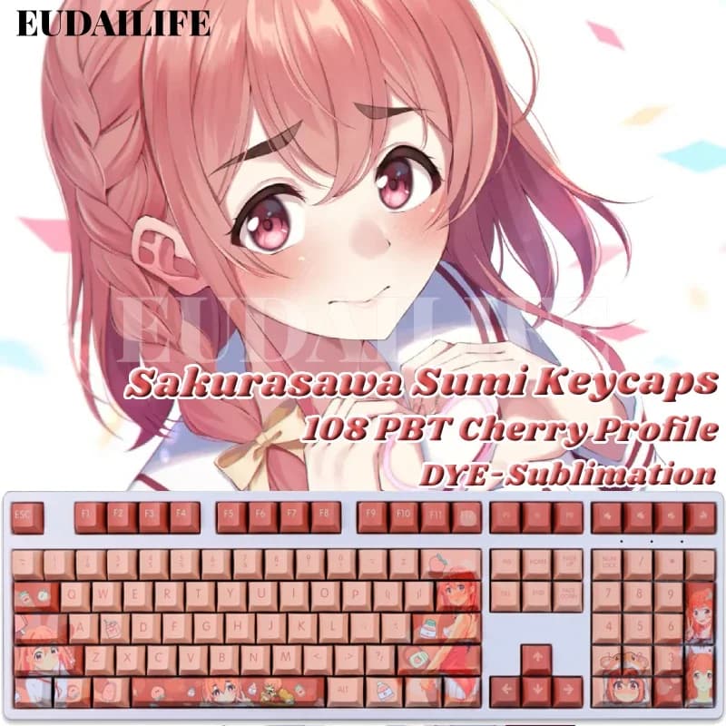 Sakurasawa Sumi 108 Key PBT Keycap Rent A Girlfriend DYE Sublimation Cherry Profile MX Cross Axis Switch for Mechanical Keyboard