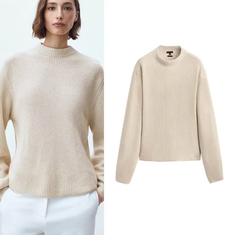 Caldo top lavorato a maglia da donna Basic round Ne Pullover Anti-ago Fce Long Sve Regular Fit Color Commute Sle
