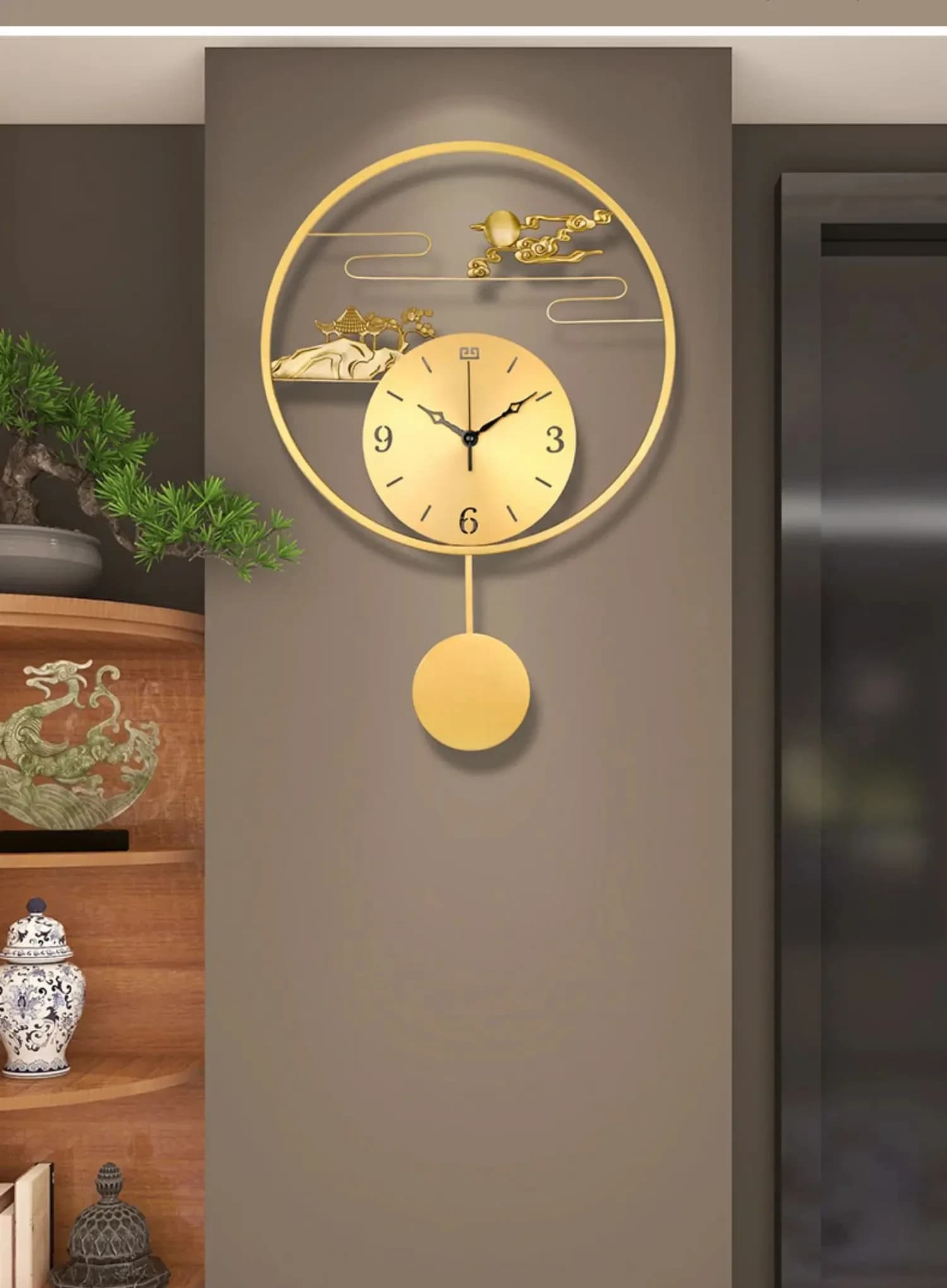 # Orologio da appendere per vendite calde, soggiorno, lusso leggero, alla moda, parete sospesa in rame puro di fascia alta, orologio al quarzo, ristorante