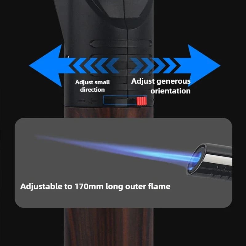 New Windproof Butane Torch Lighter with Adjustable Flame for Baking BBQ Jewelry Soldering, High-Temperature Refillable Jet Gun