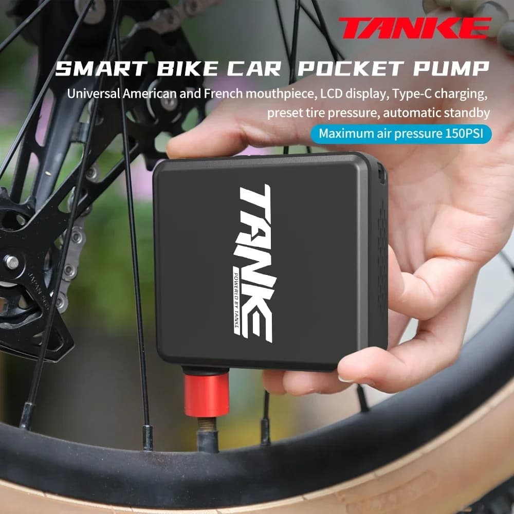 TANKE Mini bici elettrica pompa 150PSI potente compressore d'aria Display a pressione auto moto MTB bici da strada gonfiatore per pneumatici con LCD
