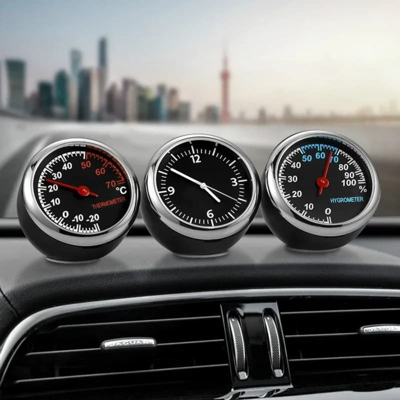 Mini Car Digital Clock With Thermometer Hygrometer Auto Dashboard Watch Interior Ornament Vehicle Automotive Accessories
