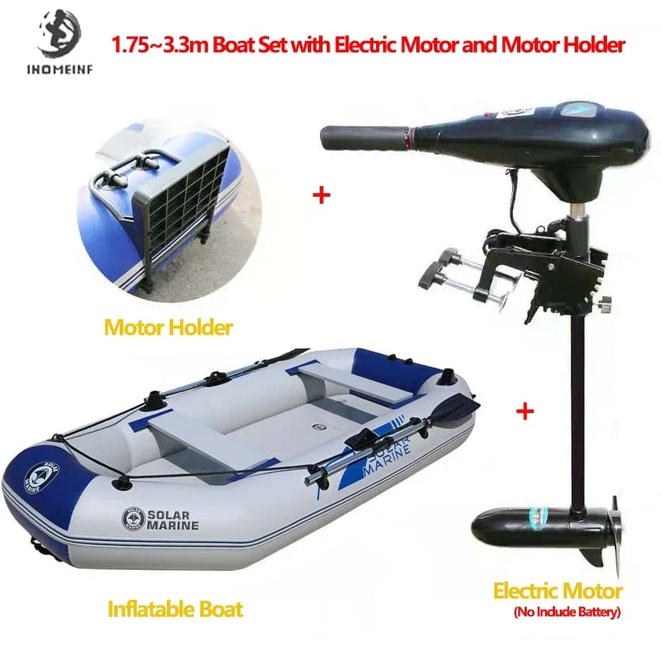 Gommone da 1.75 ~ 3.3m con Set di motori elettrici per la pesca Drift canoa 1 ~ 5 persone River Water Play sport Air Deck Boat