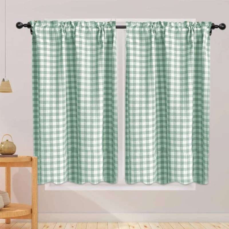 Tenda corta in tessuto a quadretti stile fresco adatta per armadi, soggiorni, cucine, finestre, decorazione quotidiana per la casa, 1/2 pezzi