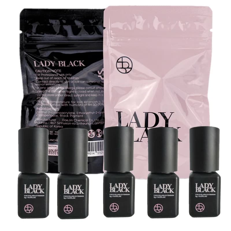 5/10pcs Corea Lady Colla per ciglia nere Colla per estensione ciglia finte 5ml Adesivo impermeabile Trucco duraturo Strumenti per la salute di bellezza