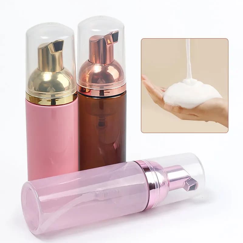 60ml Small Foam Dispenser Plastic Pump Frosted Bottles Mini Empty Soap Refillable Bottle for Travel Cleaning Cosmetics Packaging