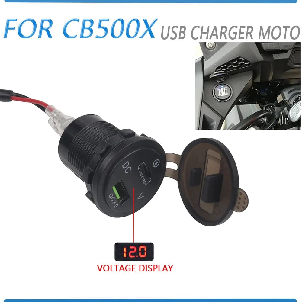 USB Bike Charger Adapter CB500X with Digital Voltage for Honda CB 500X CB 500 X CB500X USB Type C 2015 USB Port