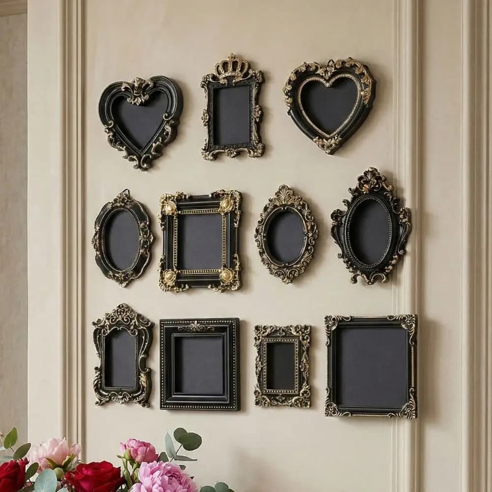 Hanging Mini Photo Frames Photographic Props Wall Space DIY Vintage Picture Frame Creative Baroque Ornate Memory Display Frames