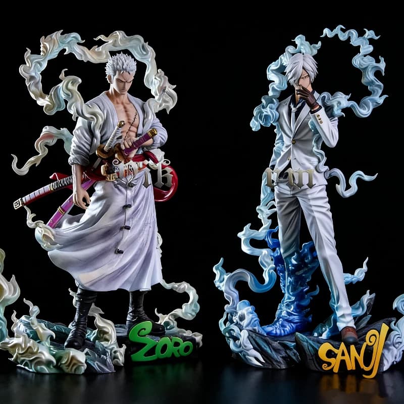 Statua Anime Nika Sanji Nika Zoro 28cm con Due Teste e Base, Modellino Collezionabile in PVC, Ornamento da Scrivania, Regalo per Ragazzi