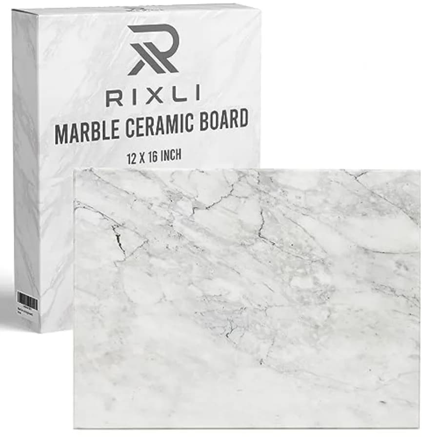 Tagliere in Marmo per Cucina - Tagliere e Vassoio per Salumi in Marmo 16 x 12 x 0,6 Pollici Antiscivolo e Resistente ai Graffi