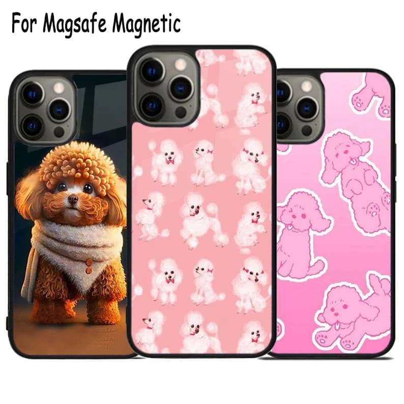 Cover per telefono con ricarica wireless Poodle Dog per iPhone 17 Air 15 16 16e 14 13 11 12 Pro Max Plus, cover magnetica Magsafe con paraurti