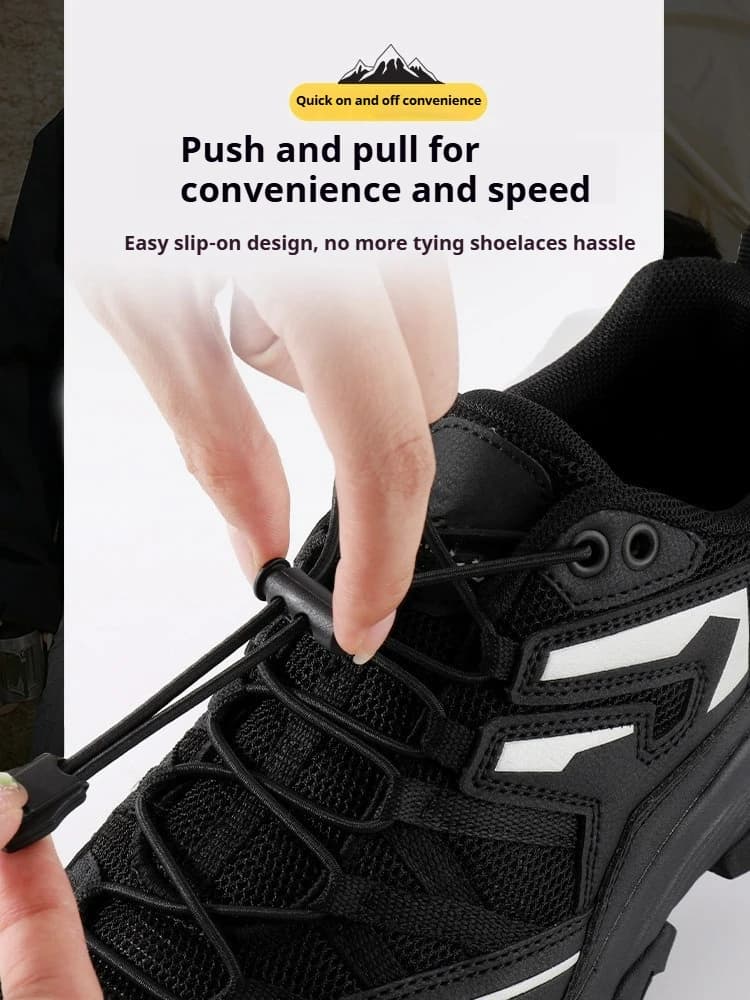 New 1 Pair White No-Tie Elastic Shoelaces with Quick Release Buckle for Lazy Sneaker Laces Adult and Kids Shoe Accessories