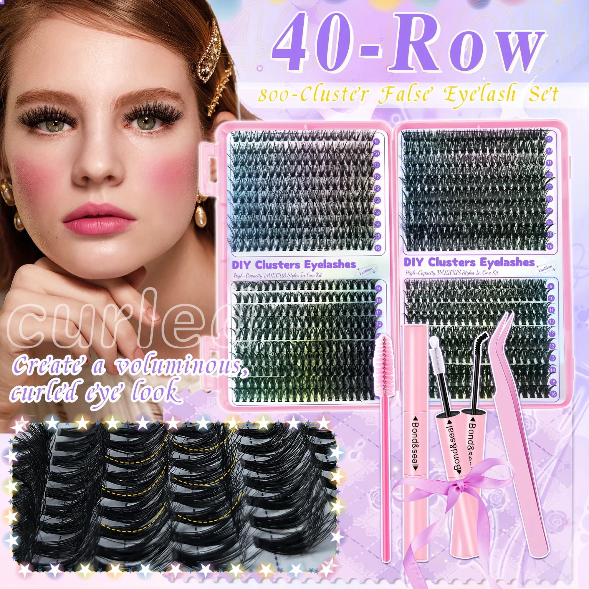 30D40D50D60D Mixed styles, mixed lengths from 9-16 mmD Set of curved eyelashes for holidays Suitable for all types of festivals and stages.