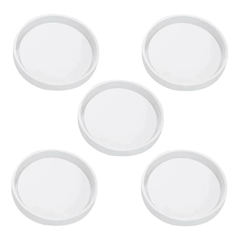 [NEW!A08R】 5 Pack Big Diy Round Coaster Silicone Mold, Diameter 3.15Inch/8Cm, Molds For Casting With Resin, Cement