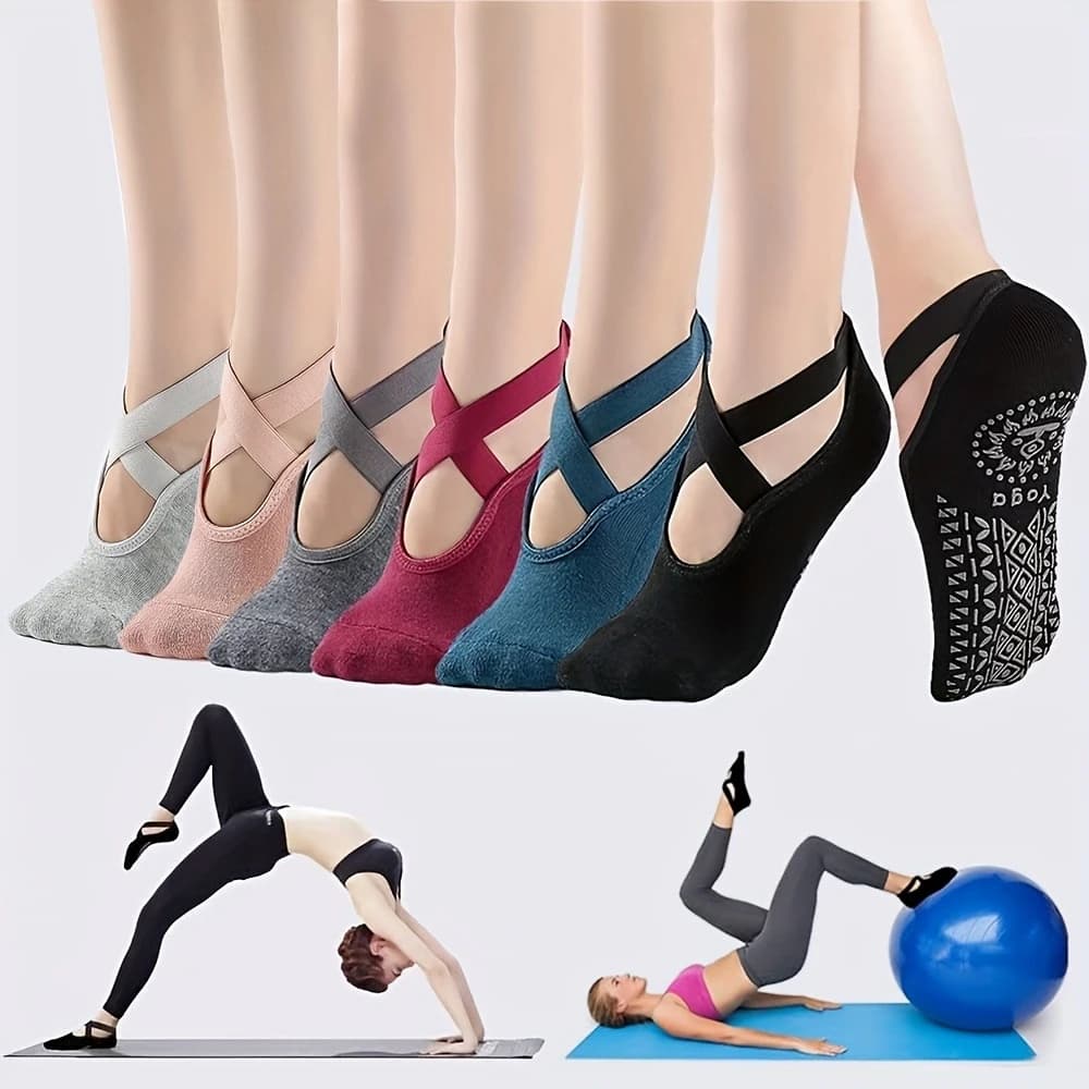 1 Pairs New Women High Quality Breathable Yoga Socks Silicone Non-slip Bandage Pilates Sock Ladies Ballet Dance Fitness Socks