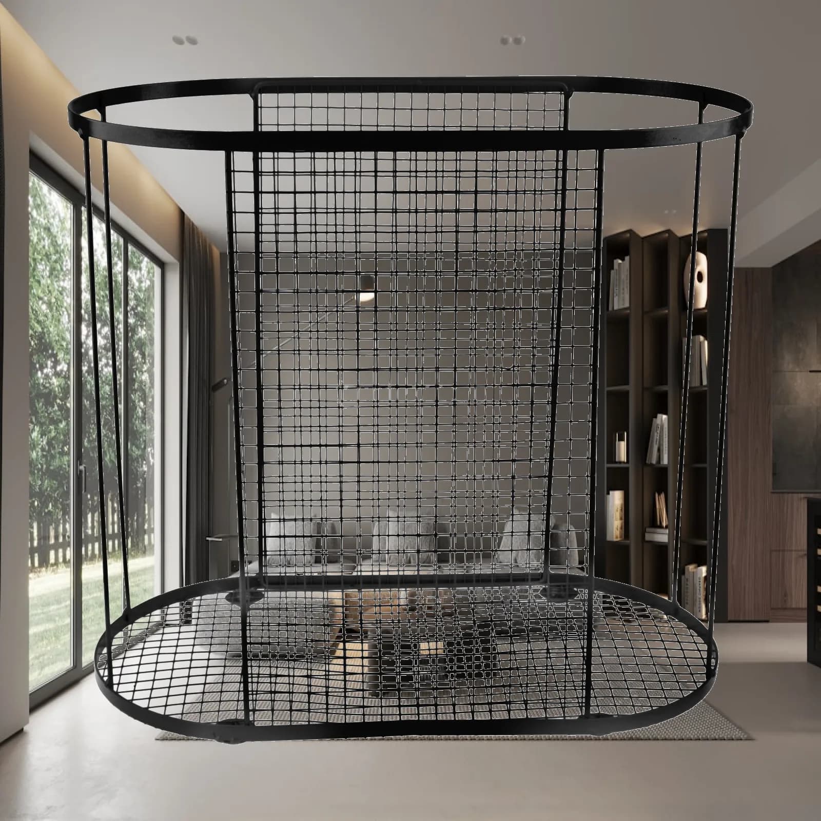 Iron Yoga Mat Holder Storage Rack Basket Multifunctional Organizer for Garage Basement Exercise Room