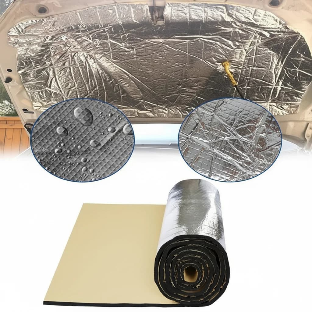5/10mm Thick-Aluminum Foil Soundproofing Heat Insulation Cotton–Kraft Paper Backed Self-Adhesive Mat Noise Reduction Mat for Car