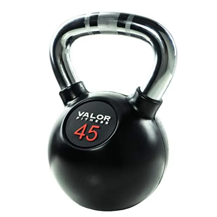Chrome Handle Rubber Coated Kettlebells 8-70lbs for Home Gym Use Durable Black Finish with Non-Slip Grip