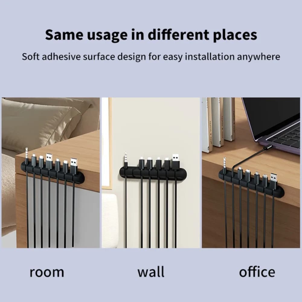 Nuovo organizer per cavi nero flessibile da tavolo ordinato avvolgicavo USB clip di gestione in silicone per protezione per auricolari tastiera mouse