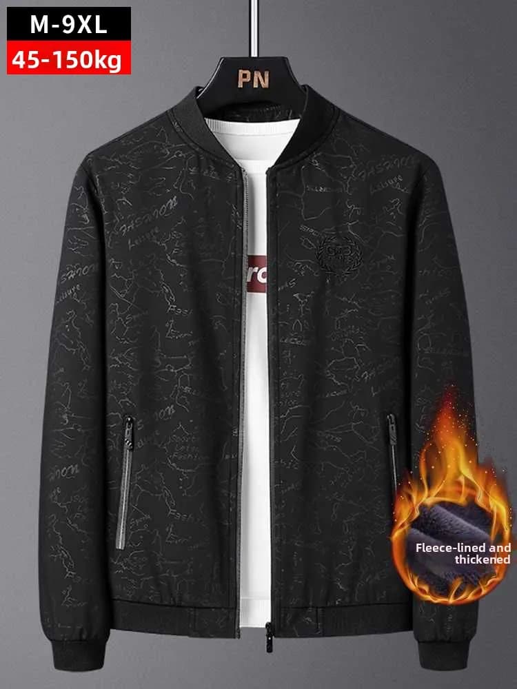 Giacca da uomo taglie forti in pile foderato, collo alto, calda, stile nuovo autunno inverno, in poliestere, alla moda giovanile